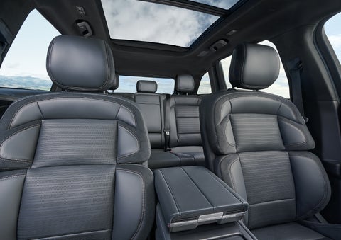 The spacious second row and available panoramic Vista Roof® is shown. | Johnson Sewell Lincoln in Marble Falls TX